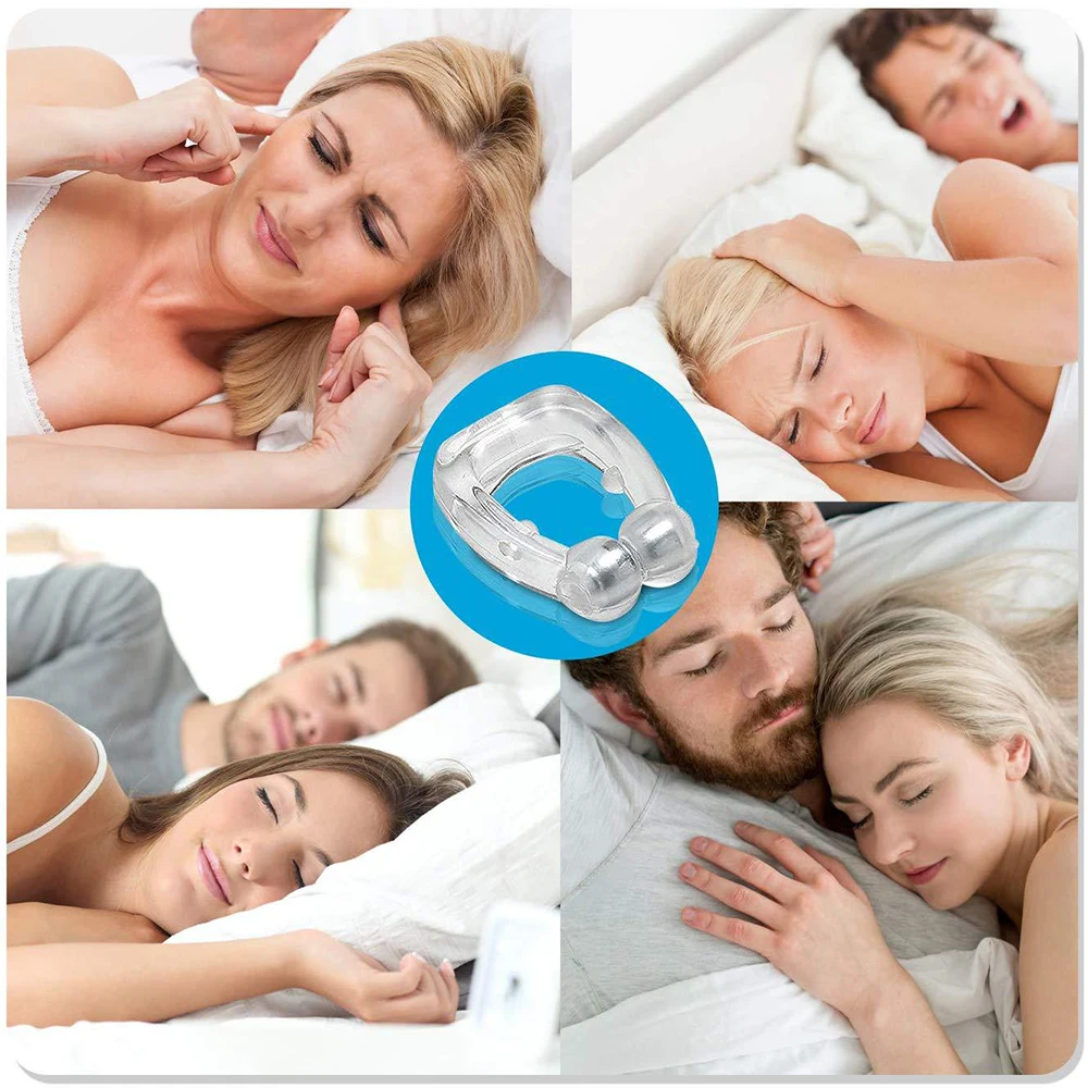 Clip magnético de silicona para dejar de roncar, bandeja para dormir, ayuda para dormir, protector de Apnea, dispositivo nocturno con funda, Anti Ronco, 1/4 Uds.