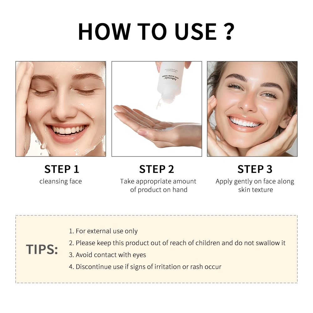 Leche brilho toner iluminando a pele hidrata poderosa aliviar a pele seca e cansada bloqueia em umidade beleza cuidados com a pele 100ml