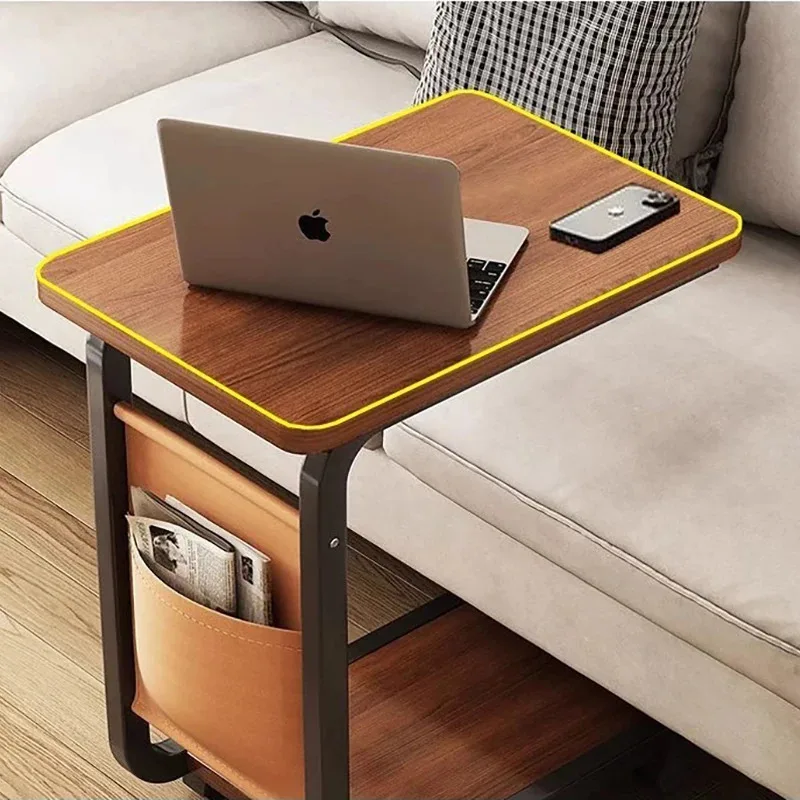 2 Tiers Small Size Corner Table For Couch With Wheels And Bed Modern Style Laptop Table In Living Room Bedroom
