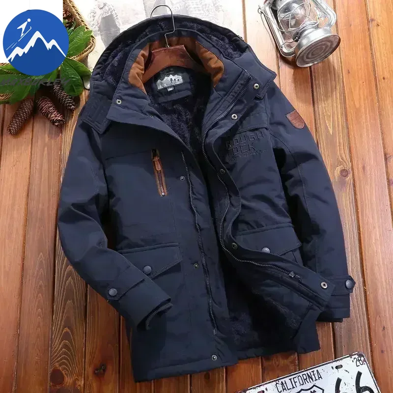 Winter Parka Männer Windjacke Fleece Dicke Warme Pelz Mäntel Männlichen Retro Mit Kapuze Streetwear Mäntel männer Winddicht Jacken 6xl