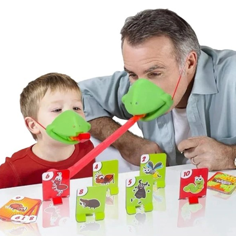 Frog Lizard Mask Board Game with Wagging Tongue Lick Cards Antistress Funny Desktop Puzzle Toy for Children Family Party