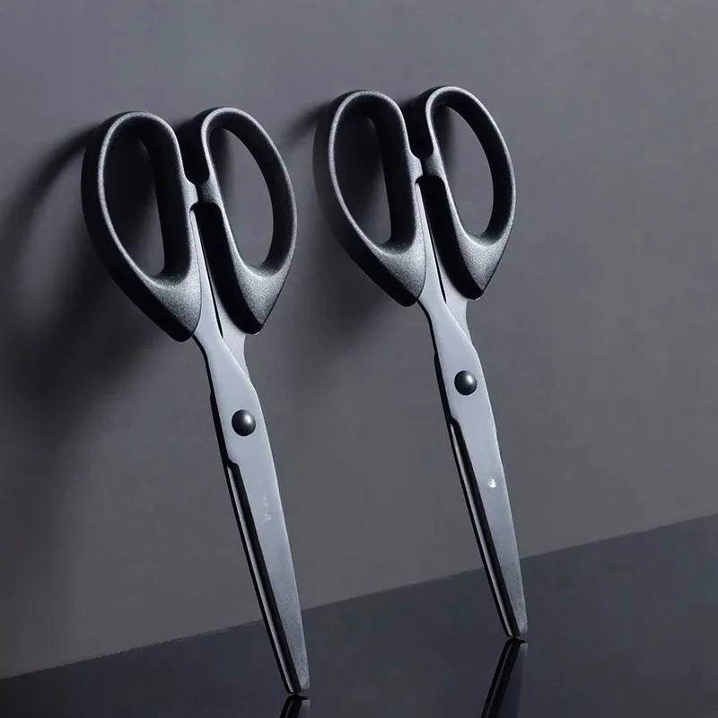 Stationery 180mm Abrasion Resistant Black Blade Scissors Stainless Steel Blades Not Easy to Stick