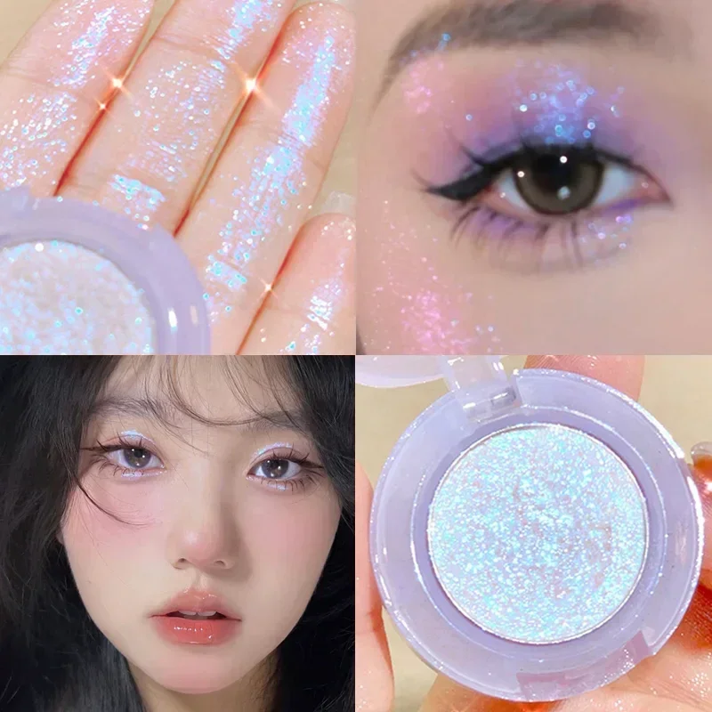 Paleta de sombra de ojos monocromática con purpurina de diamante, decoloración, resaltador de sombra de ojos, lentejuelas, pigmentos de maquillaje de ojos duraderos resistentes al agua