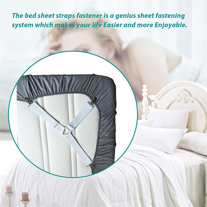 Soportes para sábanas de cama, funda de colchón elástica ajustable, soporte de esquina, pinzas para cama, correas de sujeción para tirantes, 4 Uds.