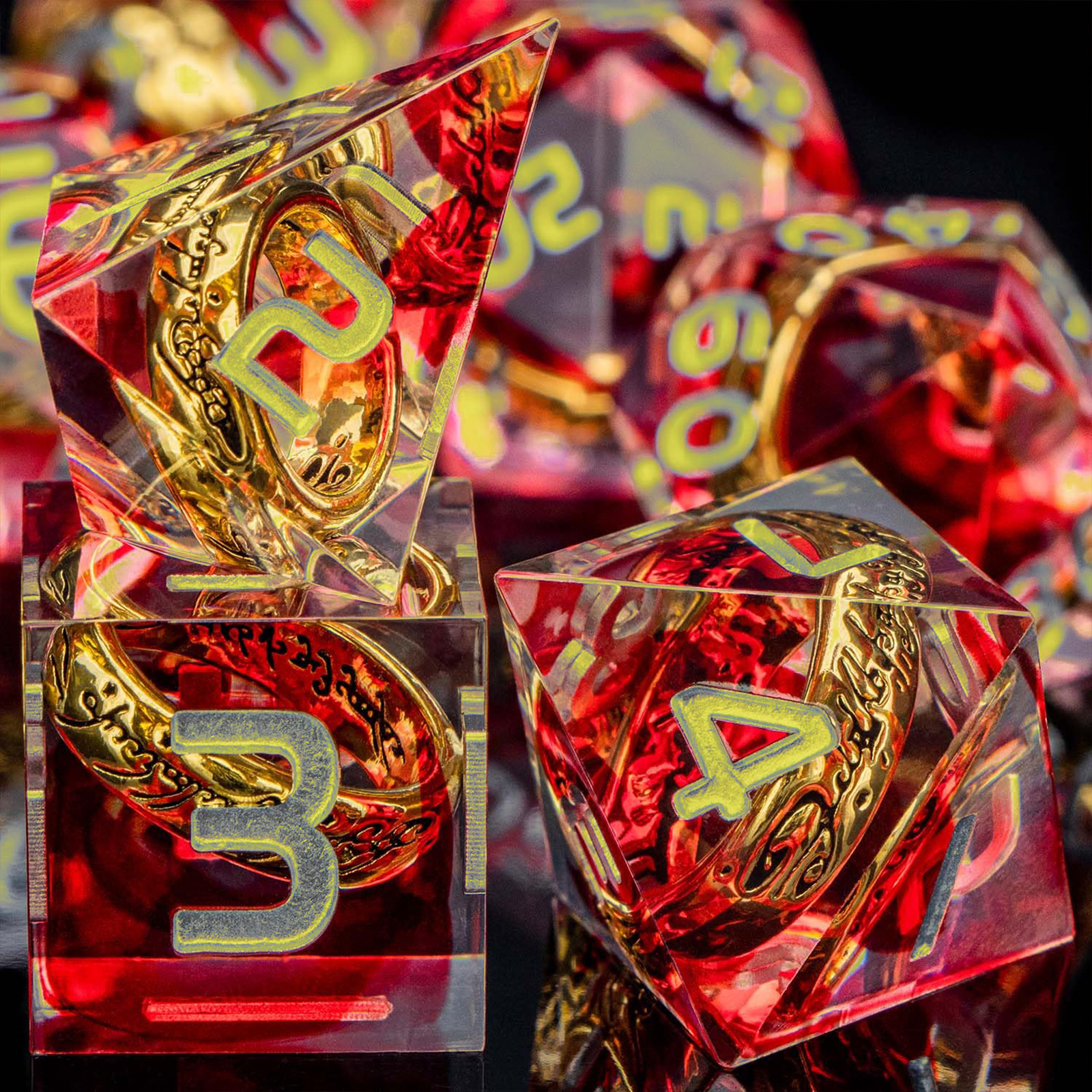 マザーボードゲーム、手作りrpg、半透明、ダンジョンおよびドラゴン、d20、d12、d10、d8、7個用のポリハイチェイスセット