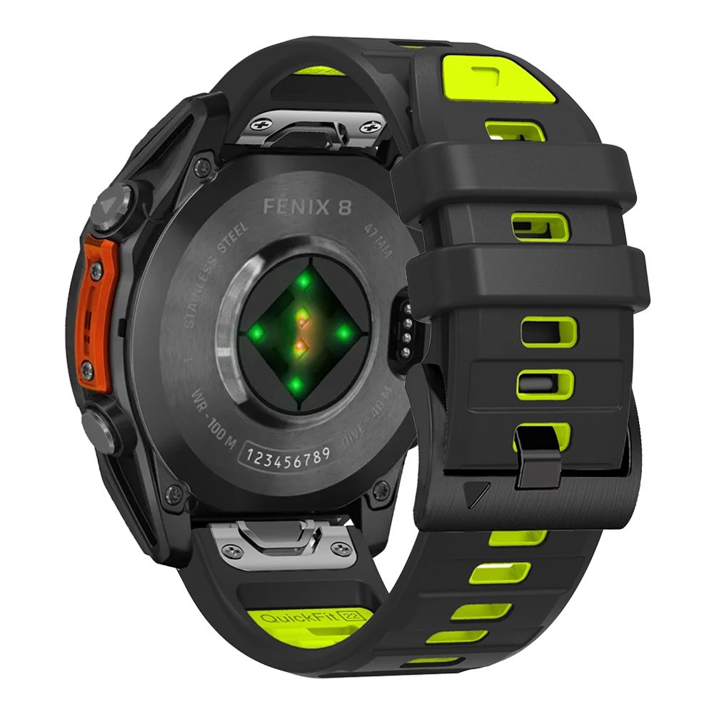 Banda QuickFit 26mm 22mm Fenix8 para Garmin Fenix E 8 7 7X 6 6X 5 5X/Epix Pro 47mm 51mm/Enduro 3 pulsera de silicona de dos tonos