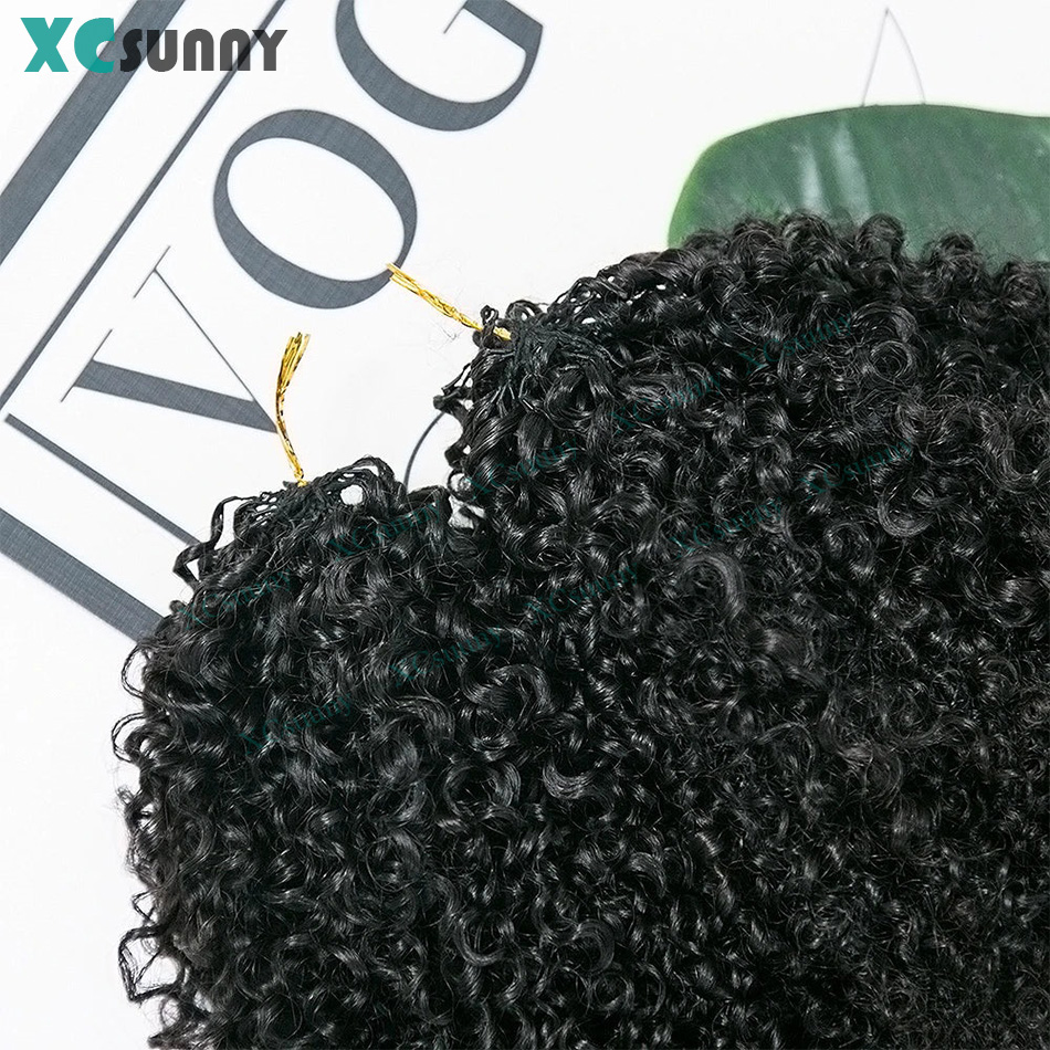 Crochê cabelo humano kinky encaracolado nós invisíveis pré separado crochê extensões de cabelo humano sem nós com corda para preto