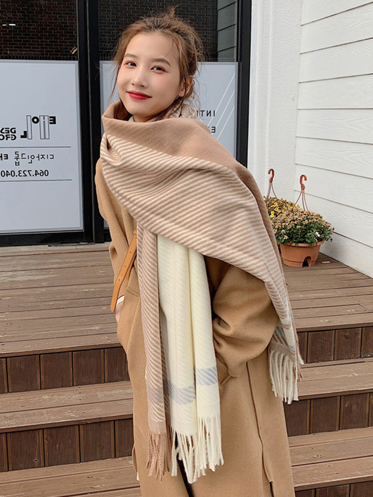 Mới Miễn Phí Vận Chuyển Nữ Khăn Choàng Thu Đông 2022 Cách Học Kẻ Sọc Scarve Khăn Choàng Pashmina Mujer Femme Foulard Bufanda Khăn Choàng Unisex Nam