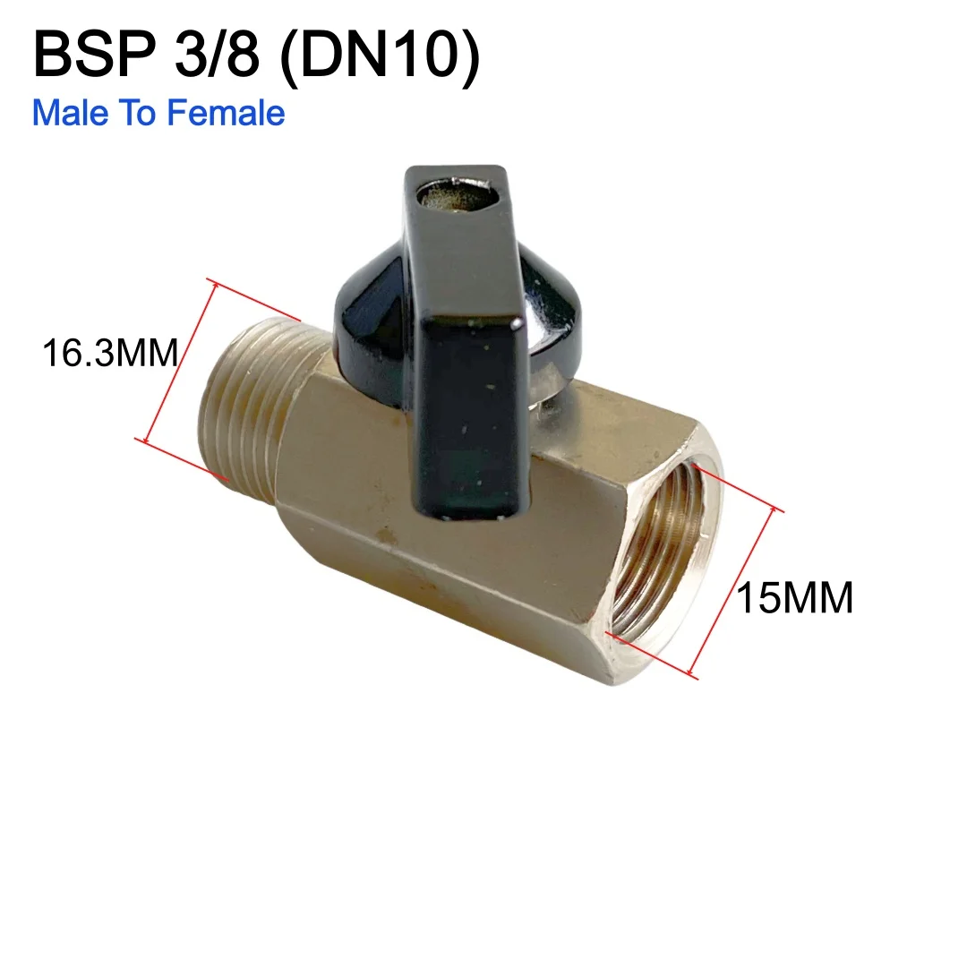 Mini valvola a sfera con maniglia con valvola a sfera con filettatura maschio-femmina BSP 1/4, 3/8, 1/2 per valvola di intercettazione acqua gasolio compressore d'aria