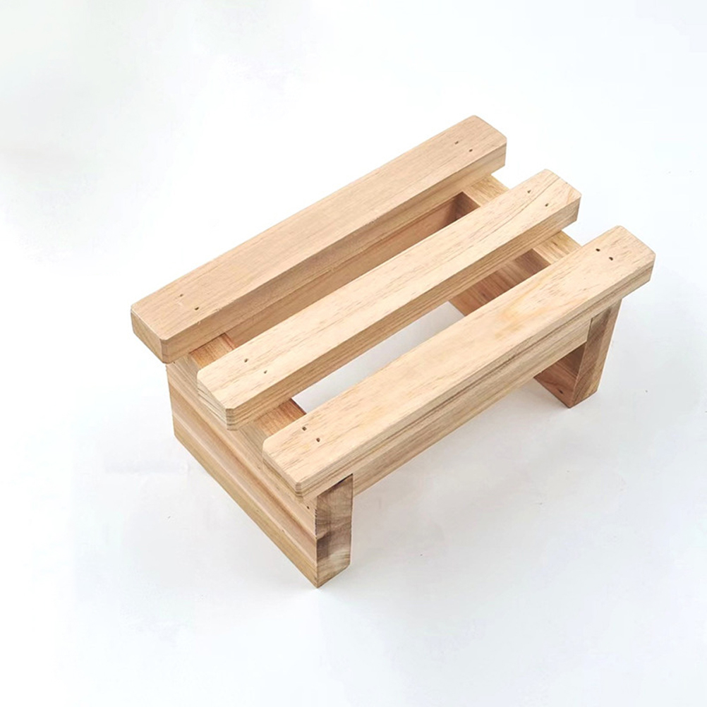 Kompakter Tritthocker für Kinder, niedrige Holz-Fußstütze für Kleinkinder, kleine zusammenklappbare Wohnmöbel für Kinder