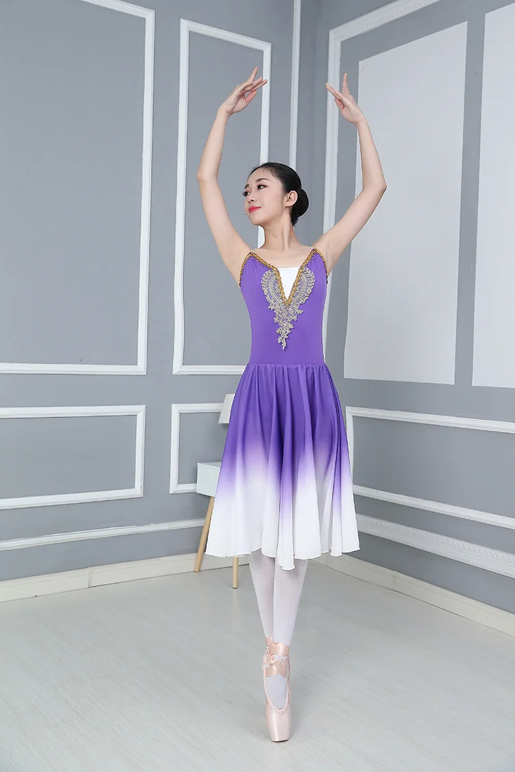 Mulheres cor gradiente de alta qualidade longo adulto crianças ballet tutu vestido festa prática saias roupas moda trajes dança