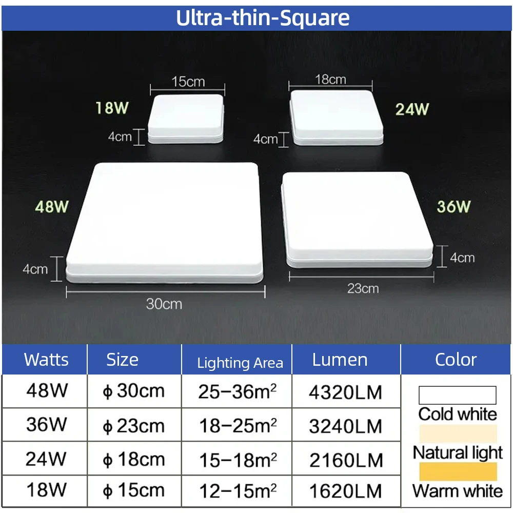 ไฟ LED เพดาน LED สําหรับ Yoom 24W 36W 48W เย็นสีขาวธรรมชาติ LED สแควร์ติดตั้งโคมไฟเพดานสําหรับห้องนั่งเล่น Yoom แสง