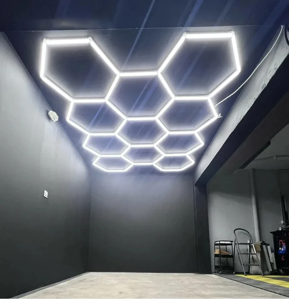 Barbershop Kapsalon Led Plafondlamp Hexagon Garage Licht 110 V/220 V Honingraat Led Buis Verlichting Voor Auto detaillering Workshop