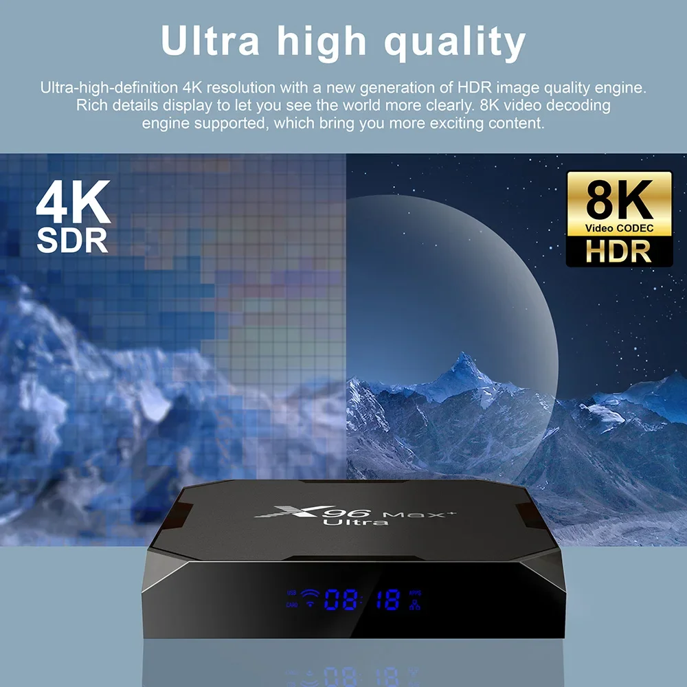 X96 MAX Plus Ultra 8K TV Box Android 11 Amlogic S905X4 Quad Core 4GB 64GB AV1 reproductor multimedia Dual Wifi BT HDR 10 decodificador rápido