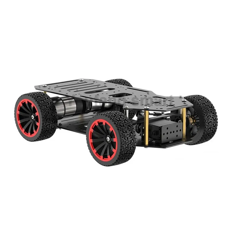 Montado Ackerman Robot Car Metal Chassis Motor Dual Encoder Engrenagem de direção da roda dianteira Kit Robot Base Programável ROS Carga de 5kg