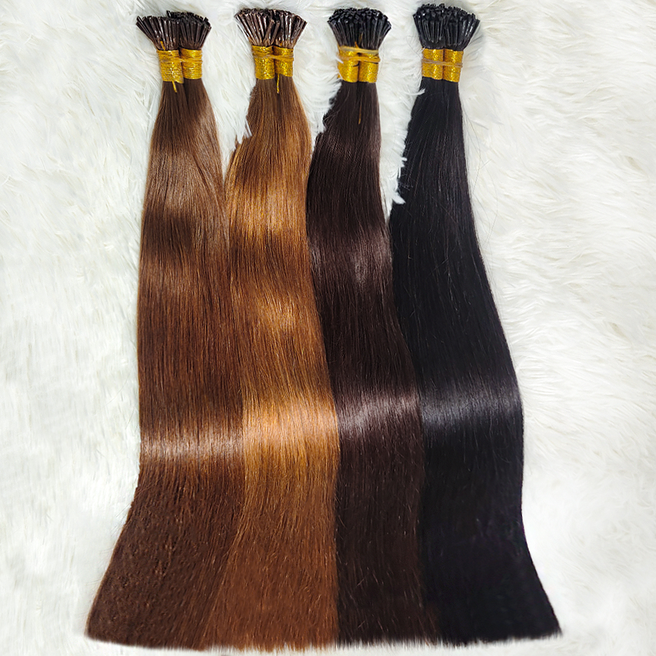 Extensiones De Cabello Itip De queratina virgen cruda, 100% humano Remy, Remy ruso, liso, con punta, Extensiones De cabello humano Natural