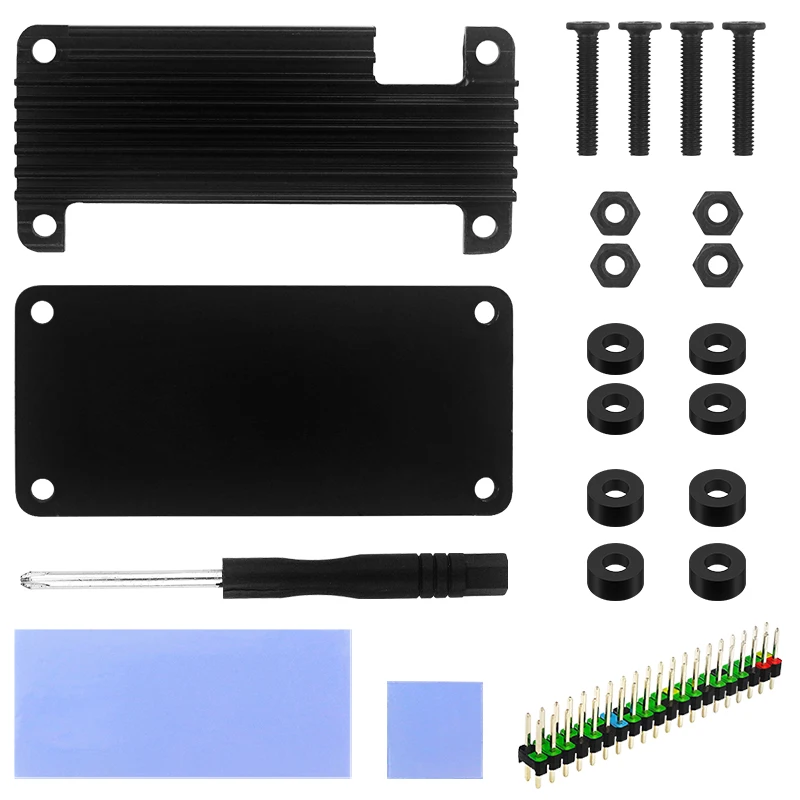 Raspberry Pi Zero 2 W Aluminum Case Metal Shell Passive Cooling Heat Sink GPIO Header for Raspberry Pi Zero 2W