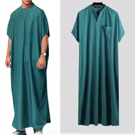2024 neue muslimische nah östliche arabische Dubai Kleid malaysische Herren hemd vier Jahreszeiten universelle einfarbige ältere muslimische Roben S-5XL