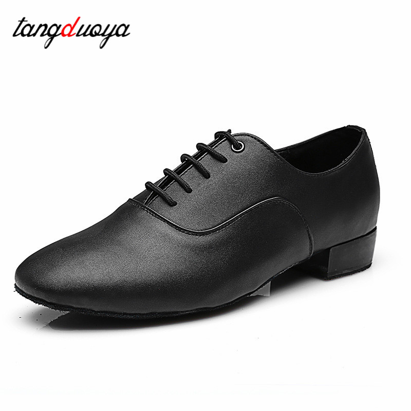 Männer Latin Salsa Tango Tanz Schuhe Moderne Leder Ballsaal Schuhe Quadratische Absätze 2,5 cm Erwachsene Kinder Jungen Party Tanz schuhe Männlich