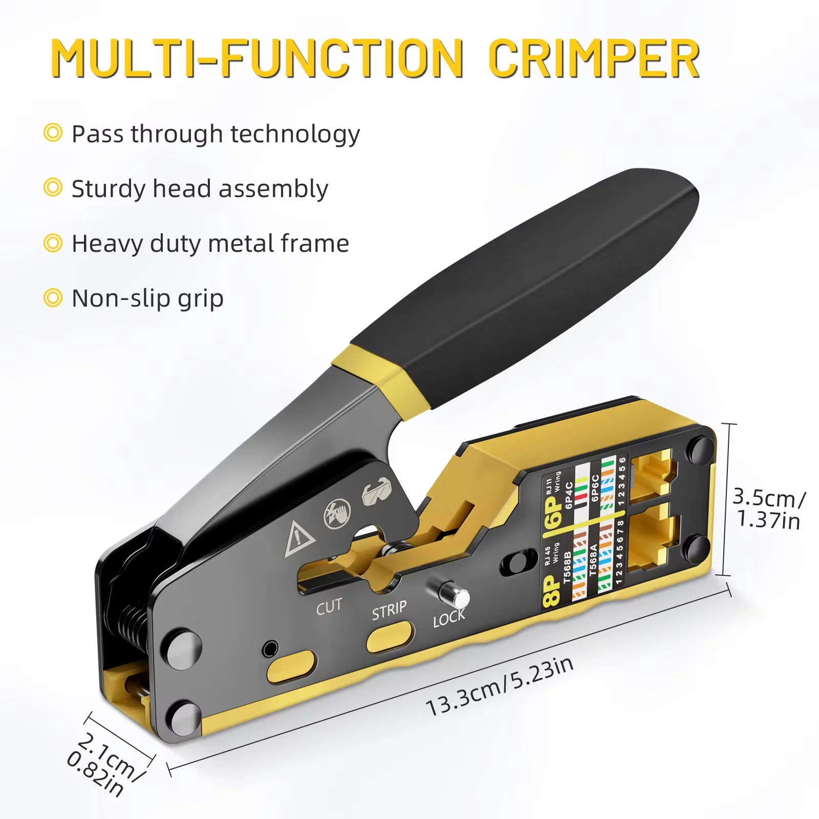FASO RJ45 Crimp Tool Pass Through Ethernet Crimping Tool for Cat6 Cat5 Cat5e RJ45 Connectors Wire Stripper Cable Crimping Pliers