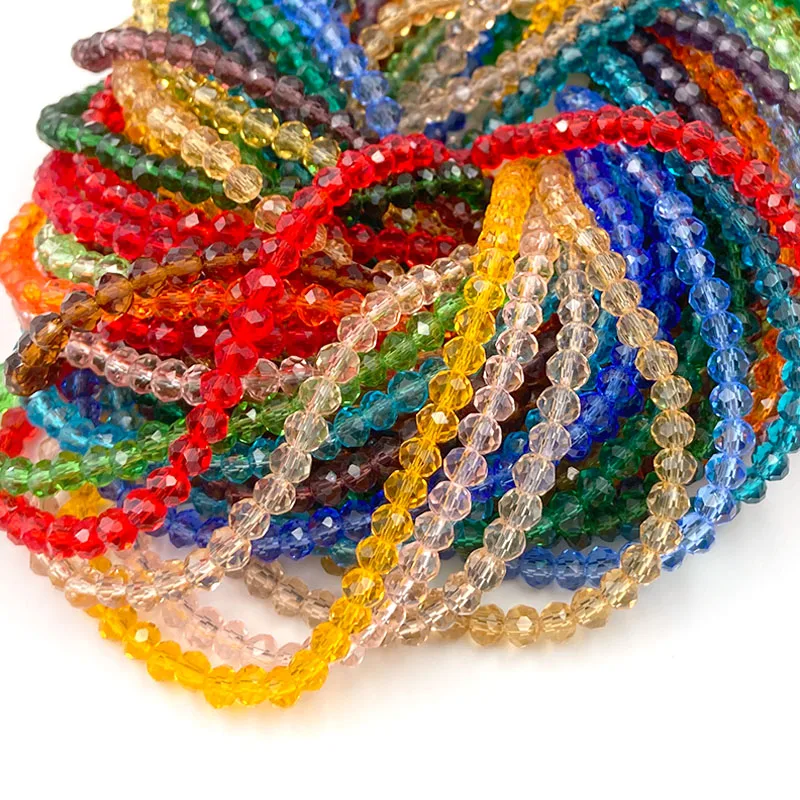 Cuentas de cristal facetadas de Austria Rondelle de colores, 2/3/4/6/8mm, cuentas espaciadoras sueltas para fabricación de joyería, accesorios DIY