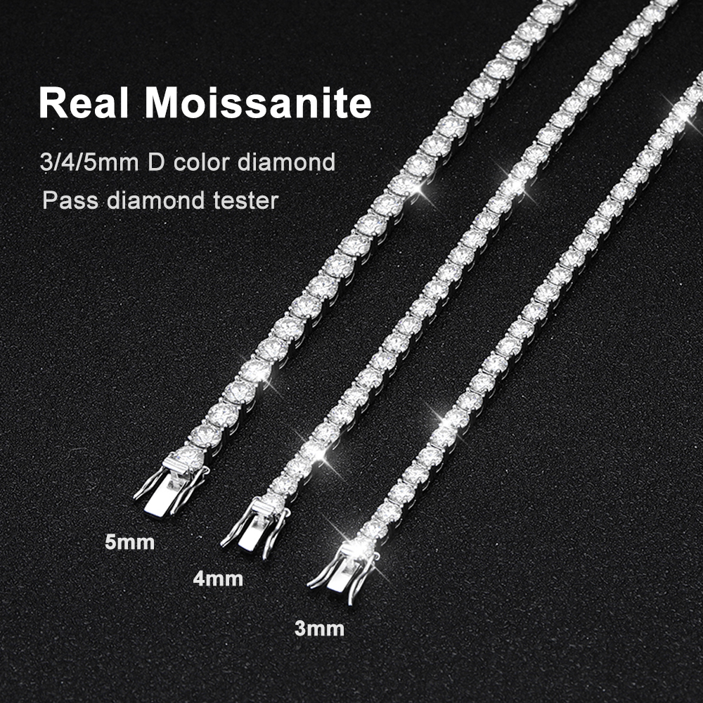 KNOBSPIN D VVS1 pulsera de tenis de moissanita Original plata de ley s925 chapada en oro blanco de 18k con pulseras GRA para mujer y hombre