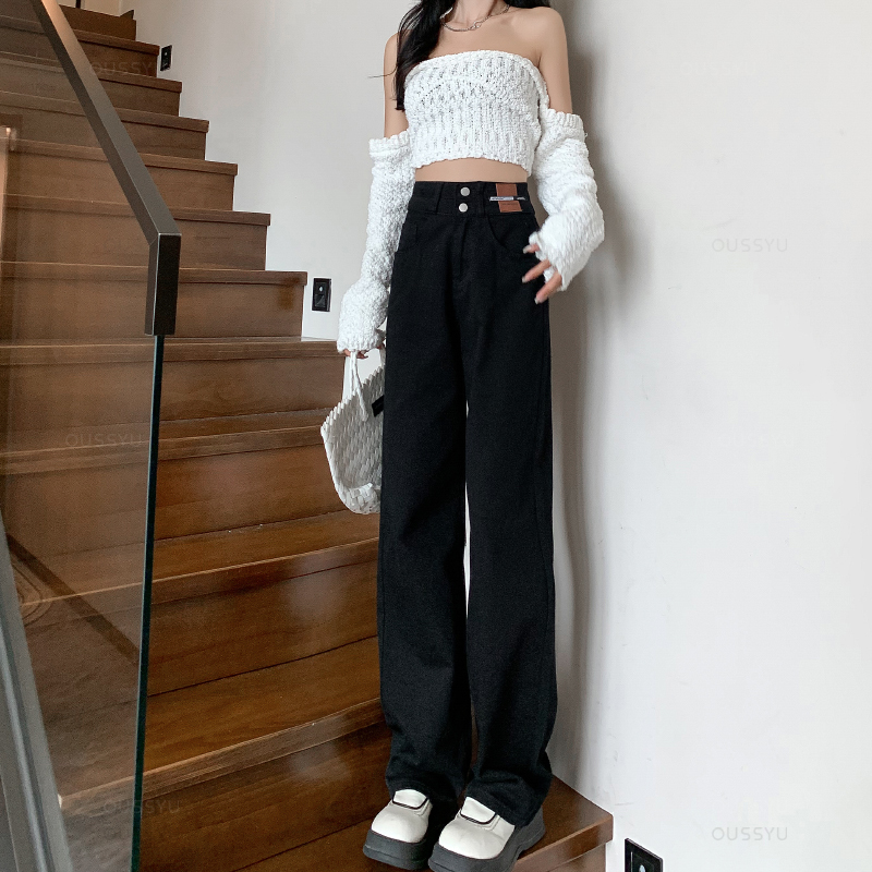 กางเกงยีนส์ฤดูหนาวผู้หญิงขนแกะกางเกงยีนส์กางเกงเอวสูงสบายๆหลวมหญิง DENIM กางเกงกํามะหยี่หนาผ้าฝ้ายขากว้างผู้หญิง Jean