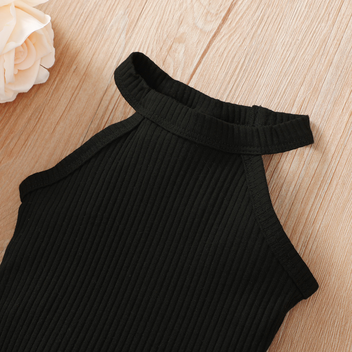2 pezzi da ragazza senza maniche con spalle scoperte, gonna corta con fiocco e lacci, set di moda per feste estive, adatto per ragazze di età compresa tra 0 e 2 anni