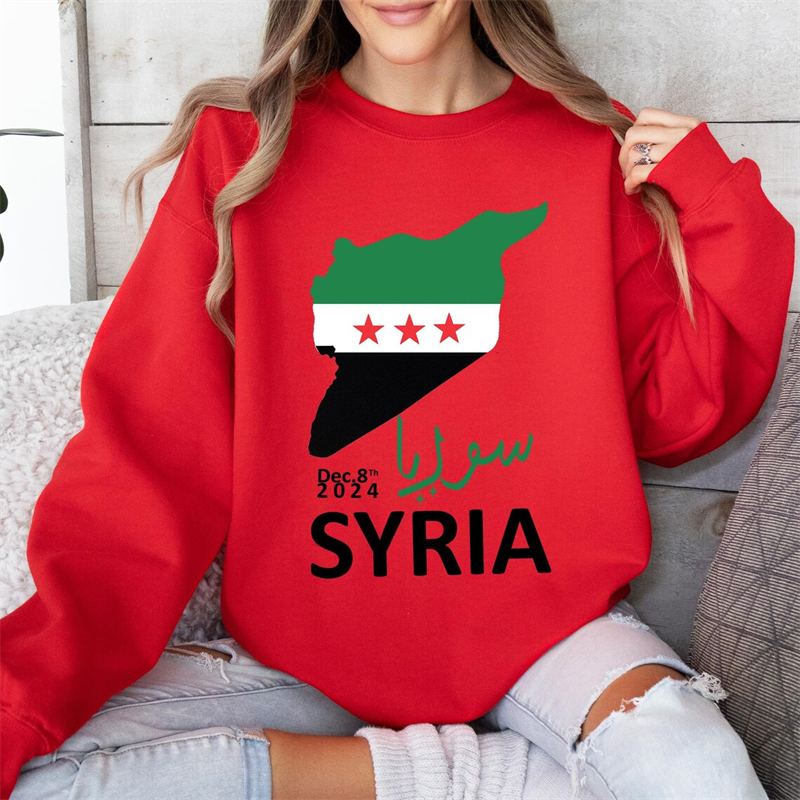 Kostenloses Syrien-Sweatshirt für Damen, Kleidung, 2024, Syrien-Flagge, langärmelig, Straße, lässig, Kapuzenpullover, Pullover, Sport, Fitnessstudio, Tops, 6XL