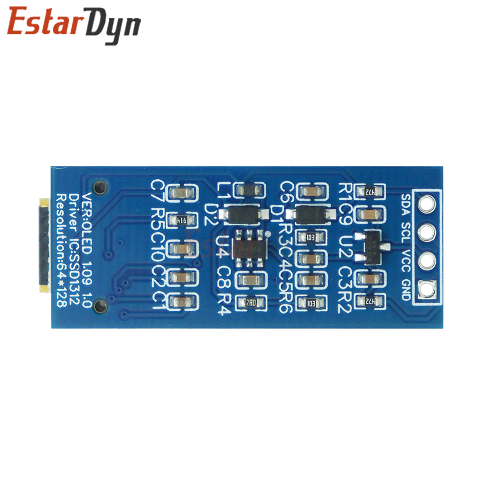 1.09 Inch OLED Display Module 128x64 White SSD1312 I2C, 4 Pin Interface for Arduino Raspberry Pi, Low Power Wide View