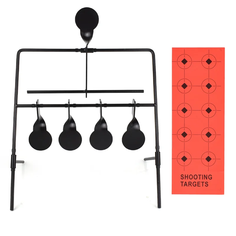 Zlangsports rotative objetivos 4 + 1 Tiroteo Capacitación Hierro objetivo, adecuado para airsoft, fusiles de aire comprimido, pistolas de aire comprimido