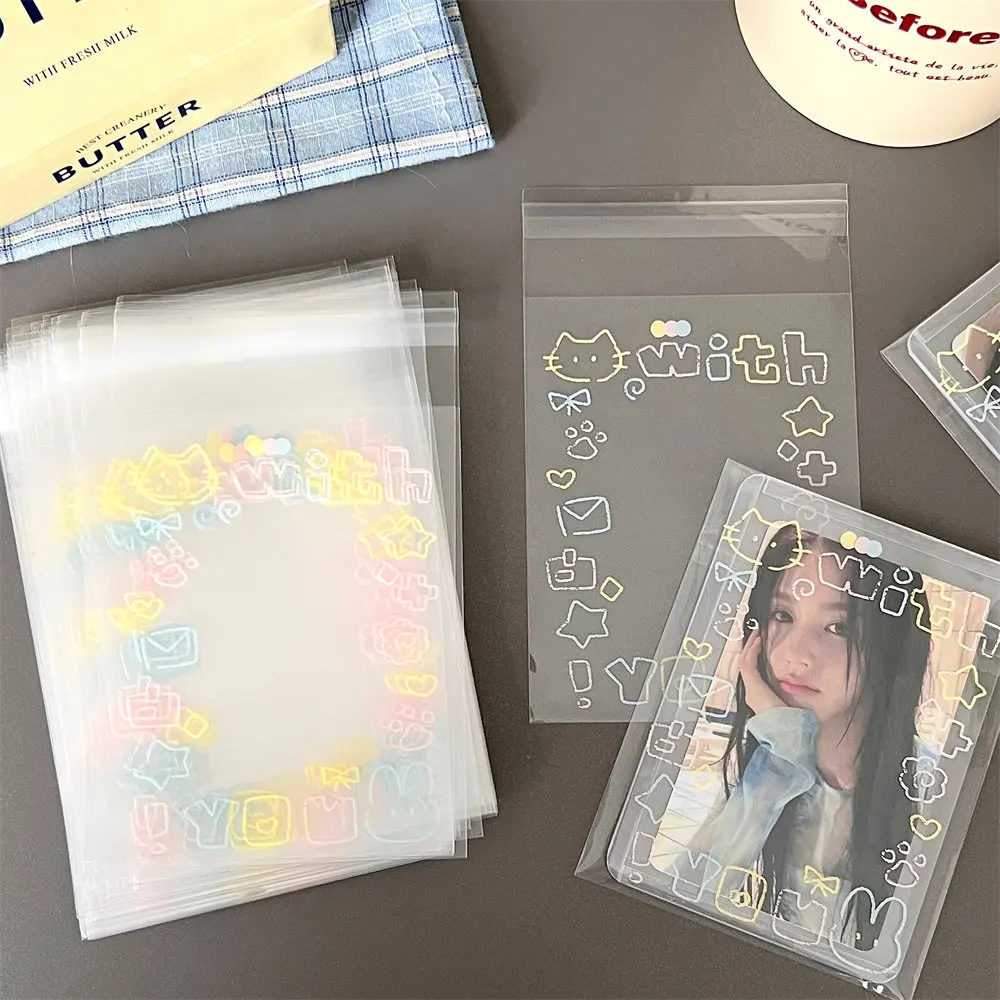 20/50/100 pcs Graffiti kitten self-adhesive bag, small card self sealing bag, packaging card gift bag, high appearance OPP bag