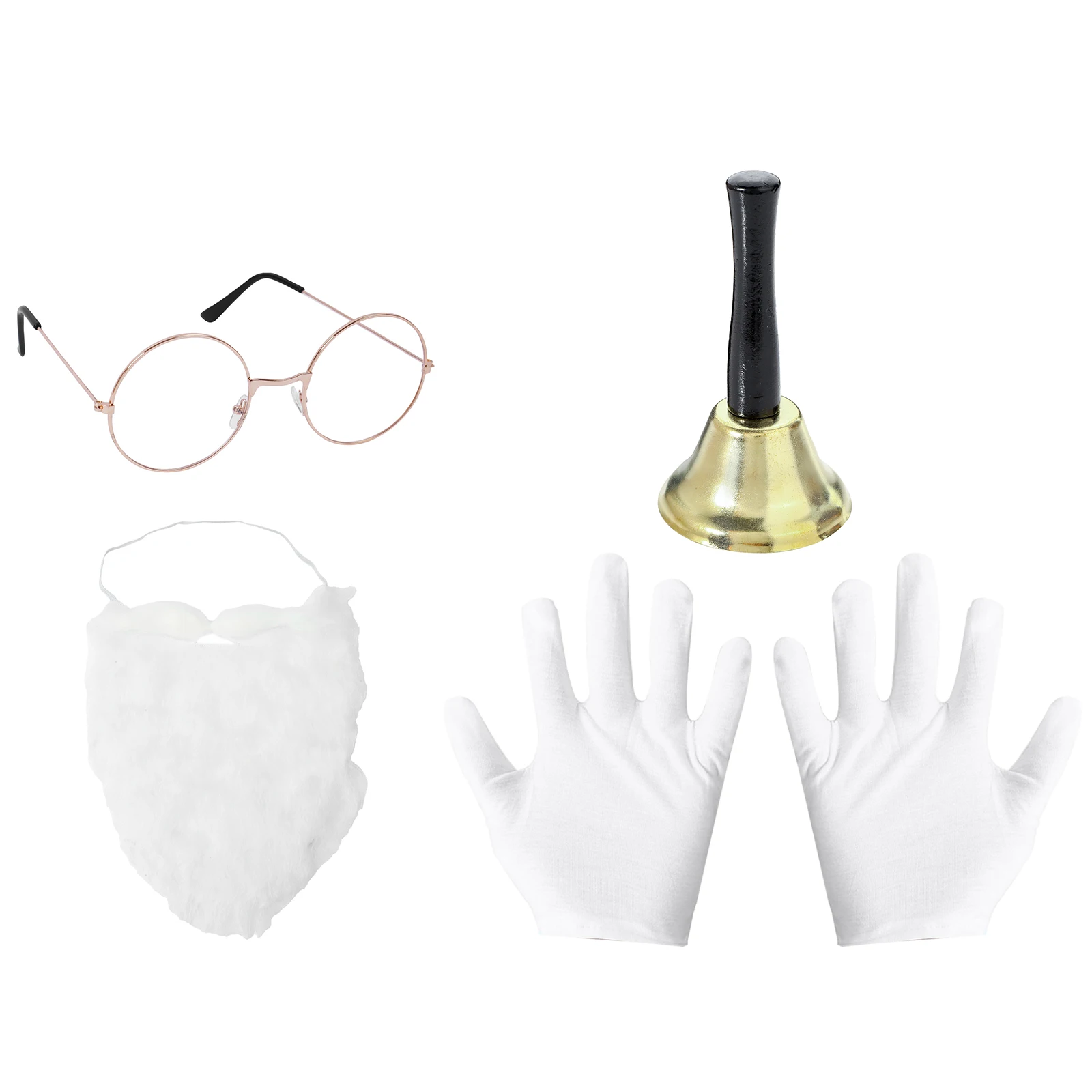 Conjunto de Papá Noel de Navidad para adultos, disfraces, gafas, guantes de Color blanco, barba falsa, cinturón de campana, accesorios para actuación de fiesta