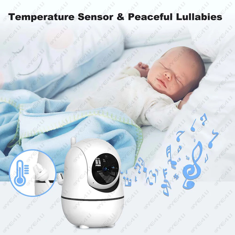 Babyphone vidéo 5 "avec caméra et n'aime PTZ, caméra de sécurité, protection, surveillance, capteur de température, berceuse