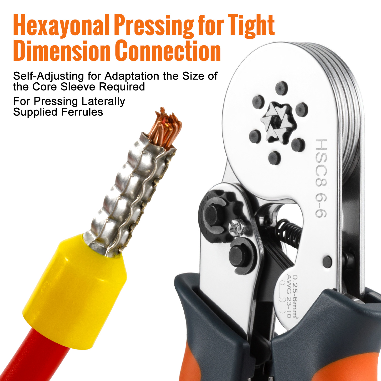 Ferrule Sleeves Terminal Crimping Tools Mini Electrical Pliers HSC8 6-4/6-6(0.25-10mm²/0.25-6mm²) Wire Connection Repair Clamp