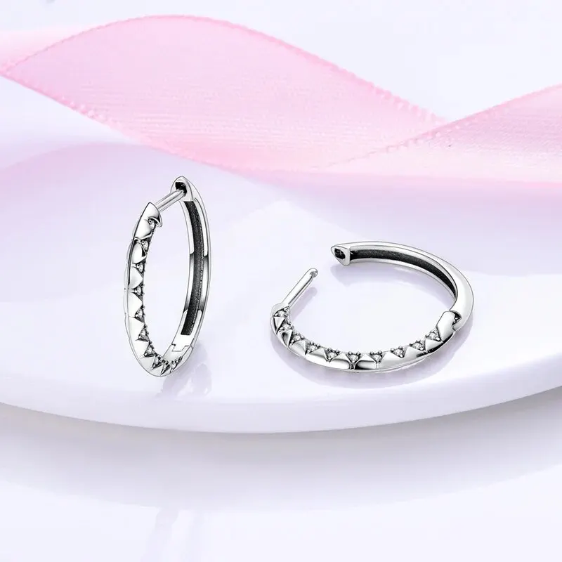 925 เงินสเตอร์ลิงรอบรูป Inlay Zircon Hoop ต่างหูเรขาคณิต Simple ผู้หญิงสาวชุดราตรี Brithday ของขวัญเครื่องประดับ