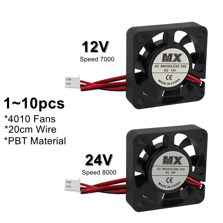 1~10pcs 3D Printer Cooling Fan 4010 DC 24V 12V Blower 40X40 X 10mm Hydraulic Bearing Brushless, Wholesale 3D Printer Cooler Fan