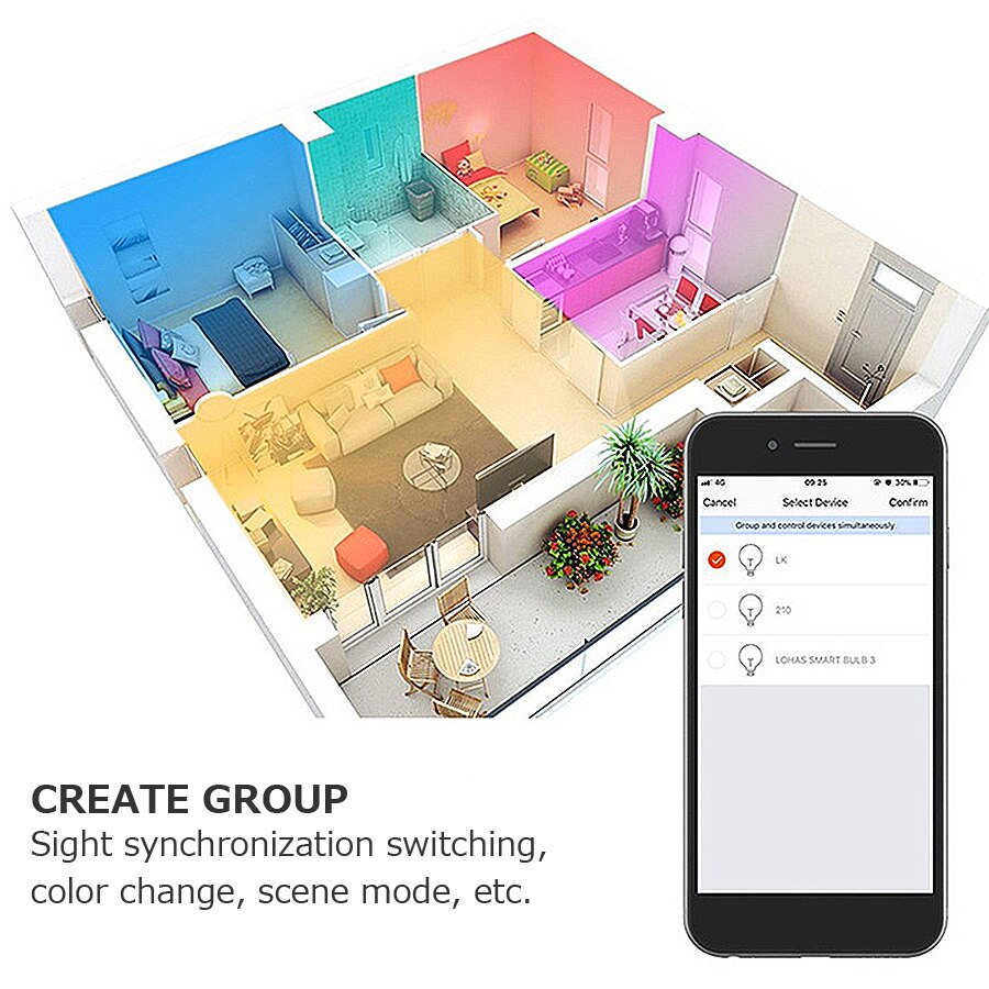 Tuya-接続されたLED電球,調光可能な強度,室内装飾ライト,家庭用,220V, 9W