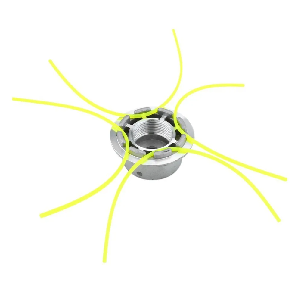 Cabezal de corte de césped de aluminio Universal con cabezal cortador de cepillo de 4 líneas, cabezal de línea de corte de césped de nailon para cortacésped plateado
