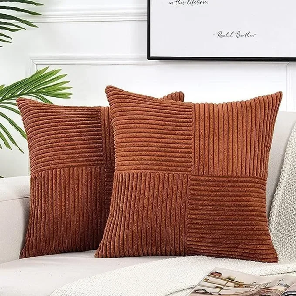 Ferrugem boho lance capa de almofada 18x18 Polegada para sofá cama macio corss veludo retalhos texturizado terracota acento caso almofada