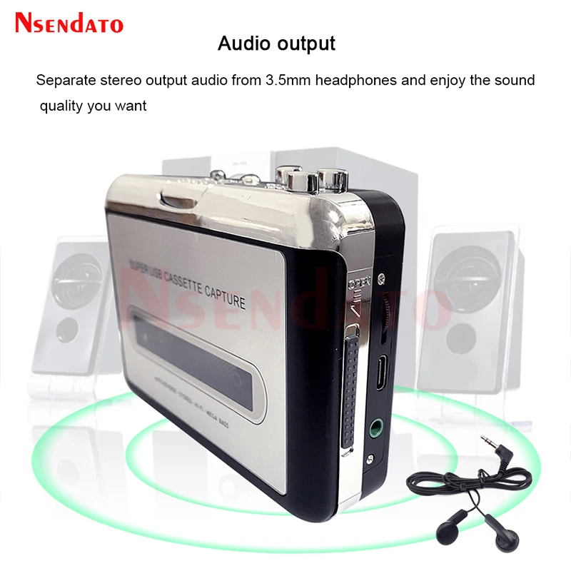 Portable USB C Cassette Player Recorder Tape to mp3 converter Type C to USB Cassette Capture Audio Music Radio Player