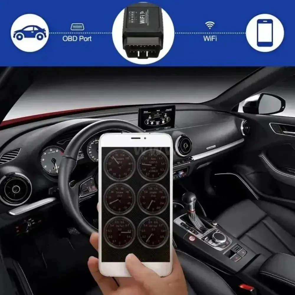 Outil de diagnostic automatique pour iPhone IOS et Android, lecteur de code OBD2, WiFi, ELM327 V 1.5, OBDII, OBD 2, ODB II, ELM 327, V1.5, WAP, FI
