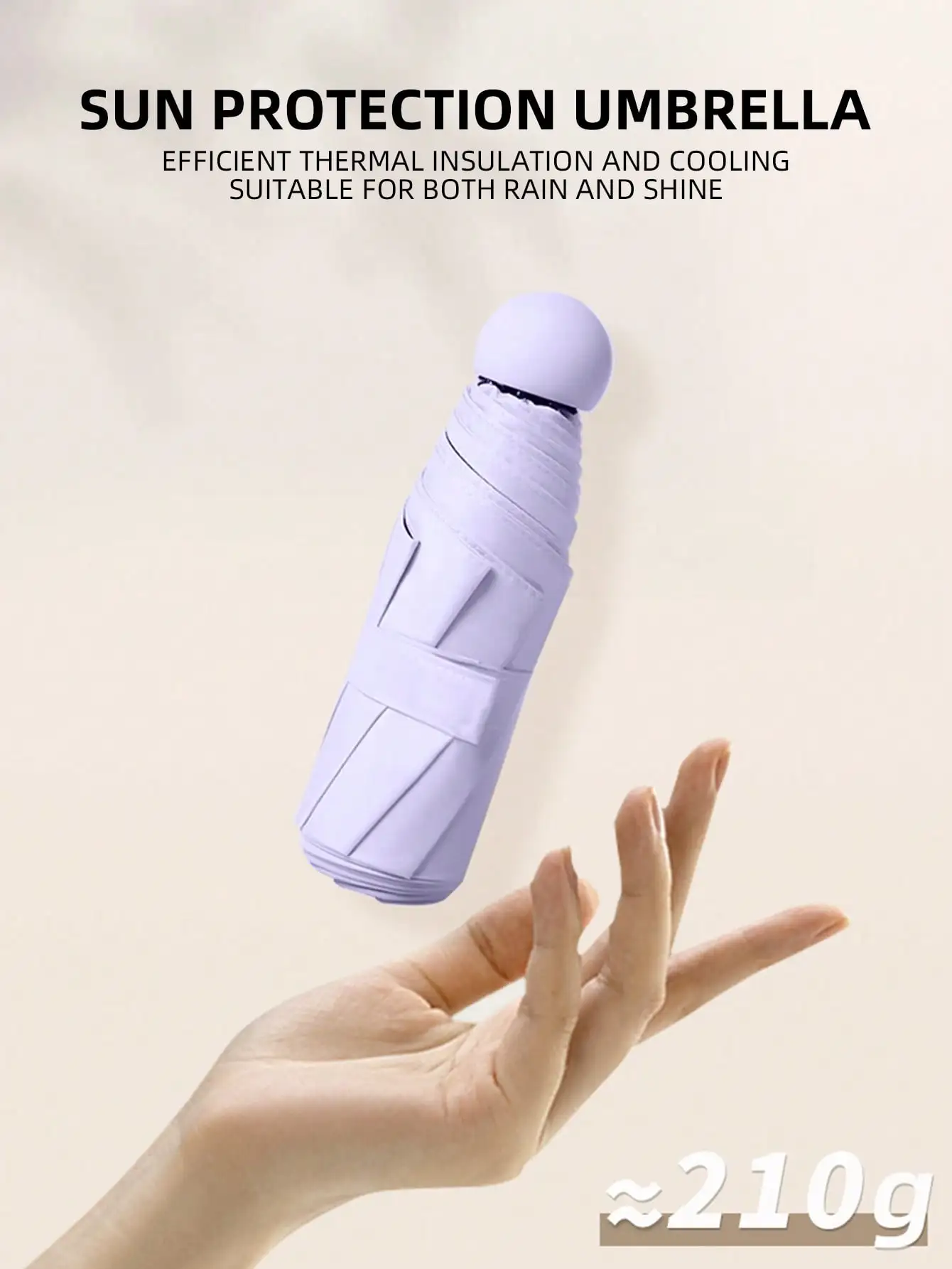 ร่มแคปซูลม่านบังแดดสีทึบขนาดเล็กและพกพาได้สําหรับผู้หญิงและ Rain Dual Use Protection