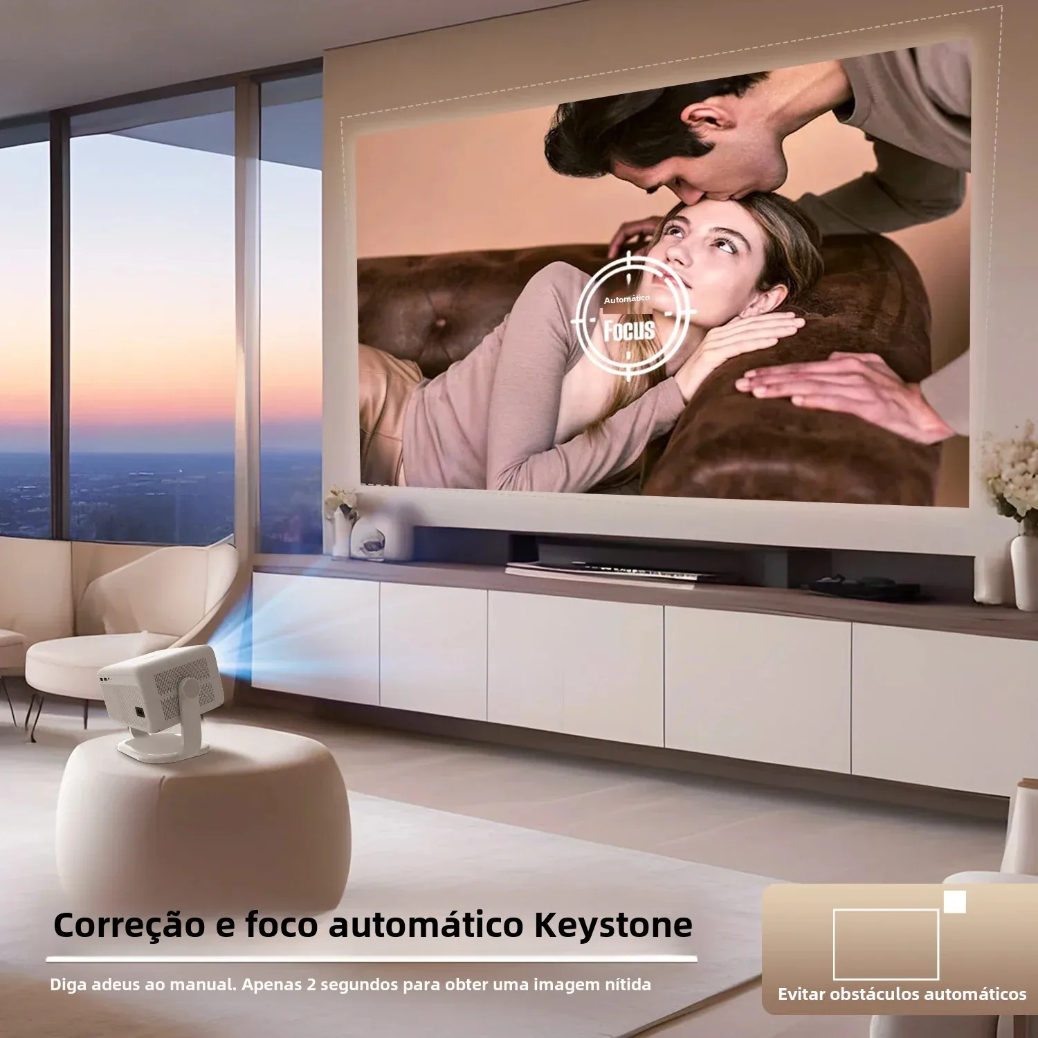 Magcubic 650ANSI L018 4K Projetor Portátil Nativo 1080P Foco Automático Correção Keystone Android 11 BT5.2 WIFI6 360 °   Cinema em casa