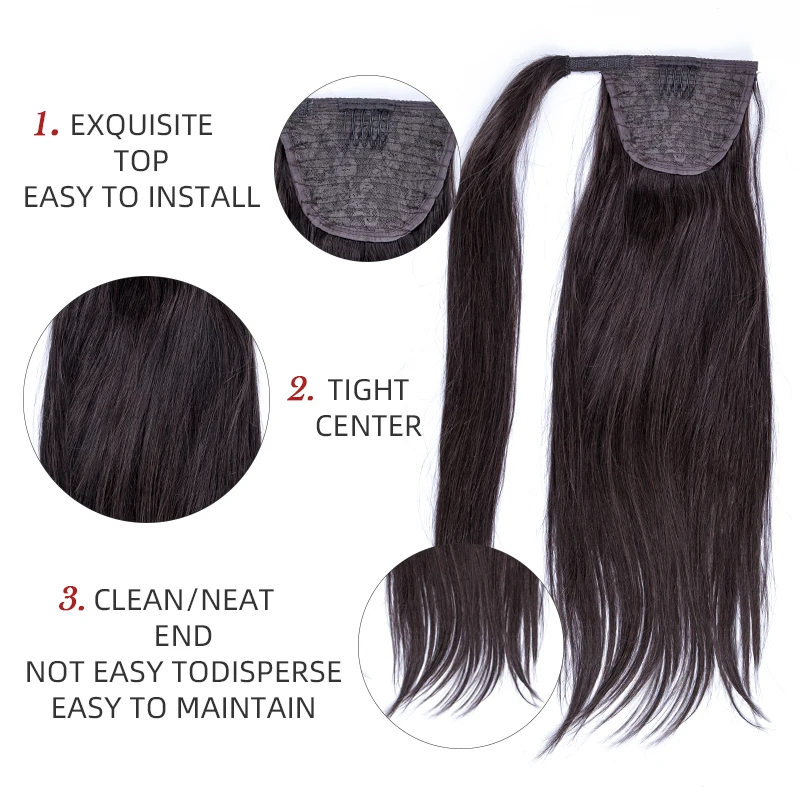 Thẳng Đuôi Ngựa Con Người Remy Kẹp Tóc Trong Brasil Con Người Tóc Quấn Dây Rút Đầu Mặc Bộ Tóc Giả Tự Nhiên 15%