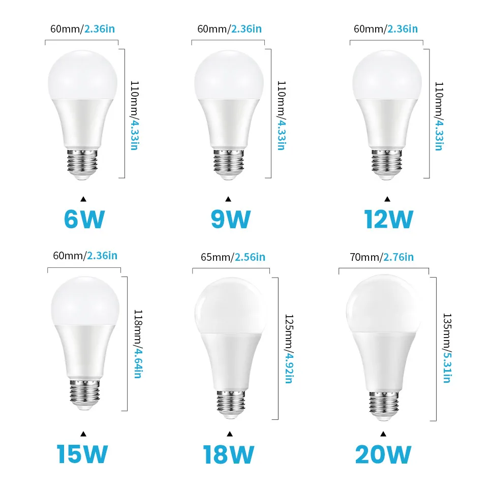 6PCS 220V Lampada con sensore di movimento PIR 9W 12W 15W 18W Lampadina a LED con sensore di movimento Rilevatore di movimento a radiazione a infrarossi Luce di sicurezza