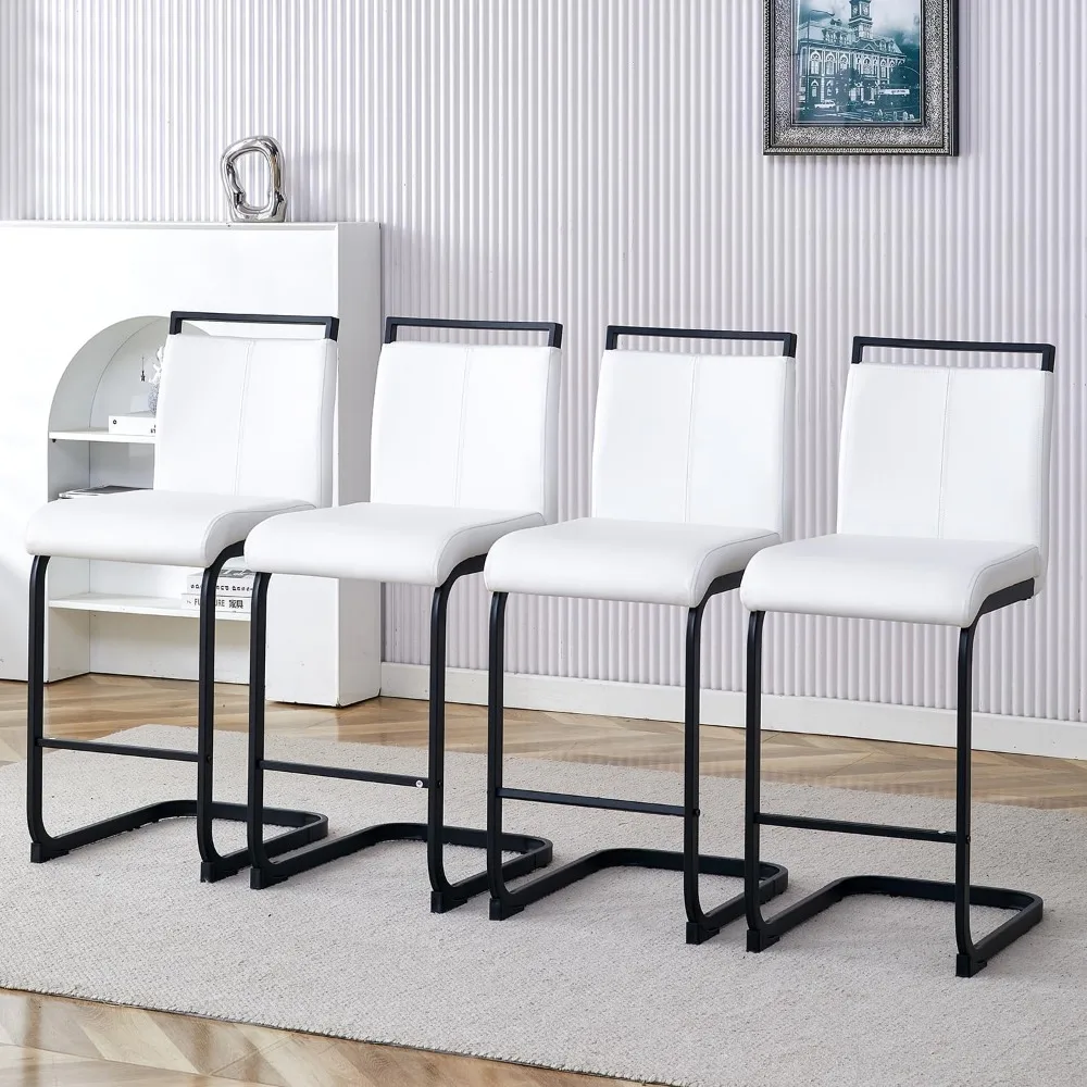 Counter Height Bar Stools Set of 4, Counter High Chairs with Painted Metal Legs-back, Barstools for Kitchen Island, Bar Stool