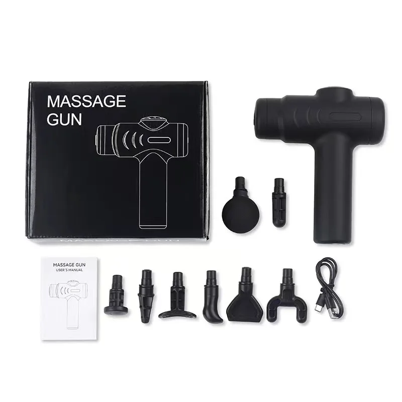 Pistola de masaje fascial portátil, Mini masajeador corporal de tejido profundo, alivio del dolor muscular, 8 cabezales de masaje, 5 velocidades ajustables, envío directo