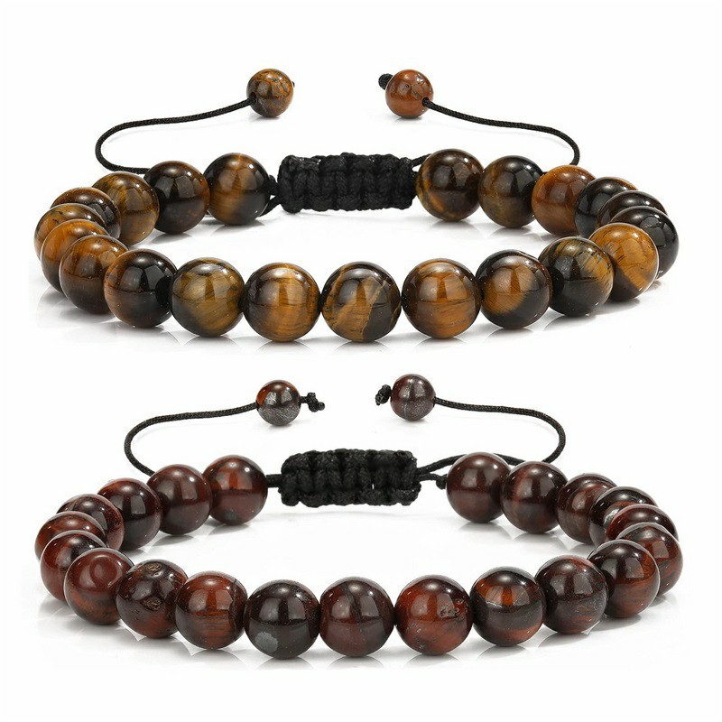 Multiple Style 8mm Natural Tiger Eyes Lava Rock Protection HANDMADE Bracelet Men's Gift