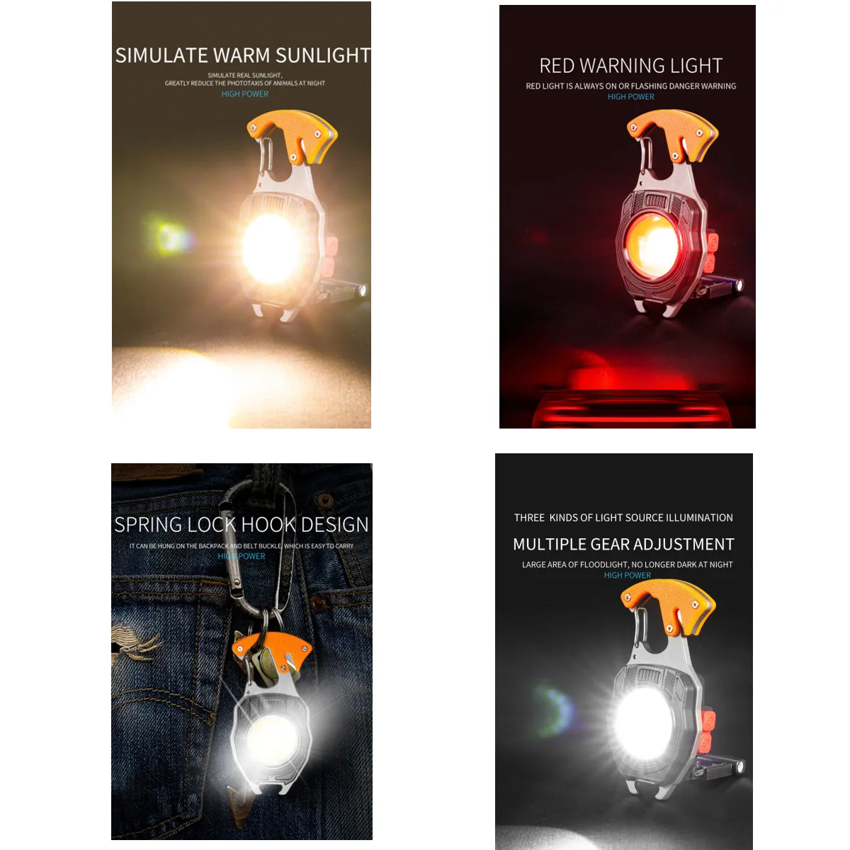 จํานวนมาก 10 ชิ้น Mini ไฟฉายไฟฉุกเฉินแบบพกพา COB ทํางาน LED พวงกุญแจชาร์จด้วยแม่เหล็ก